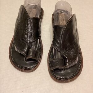 Men's Black Leather Sandals
